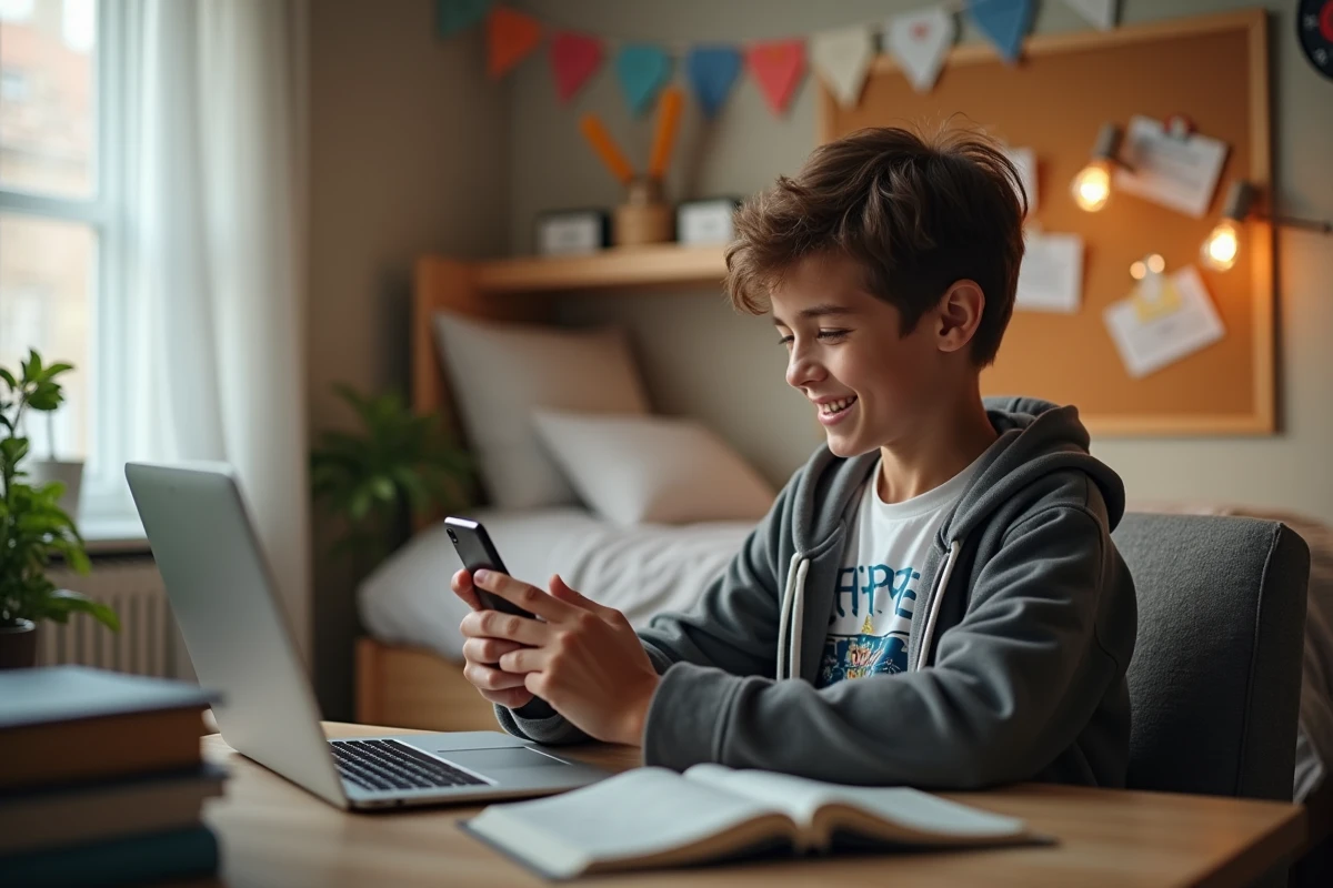 Adolescent créant un GIF d