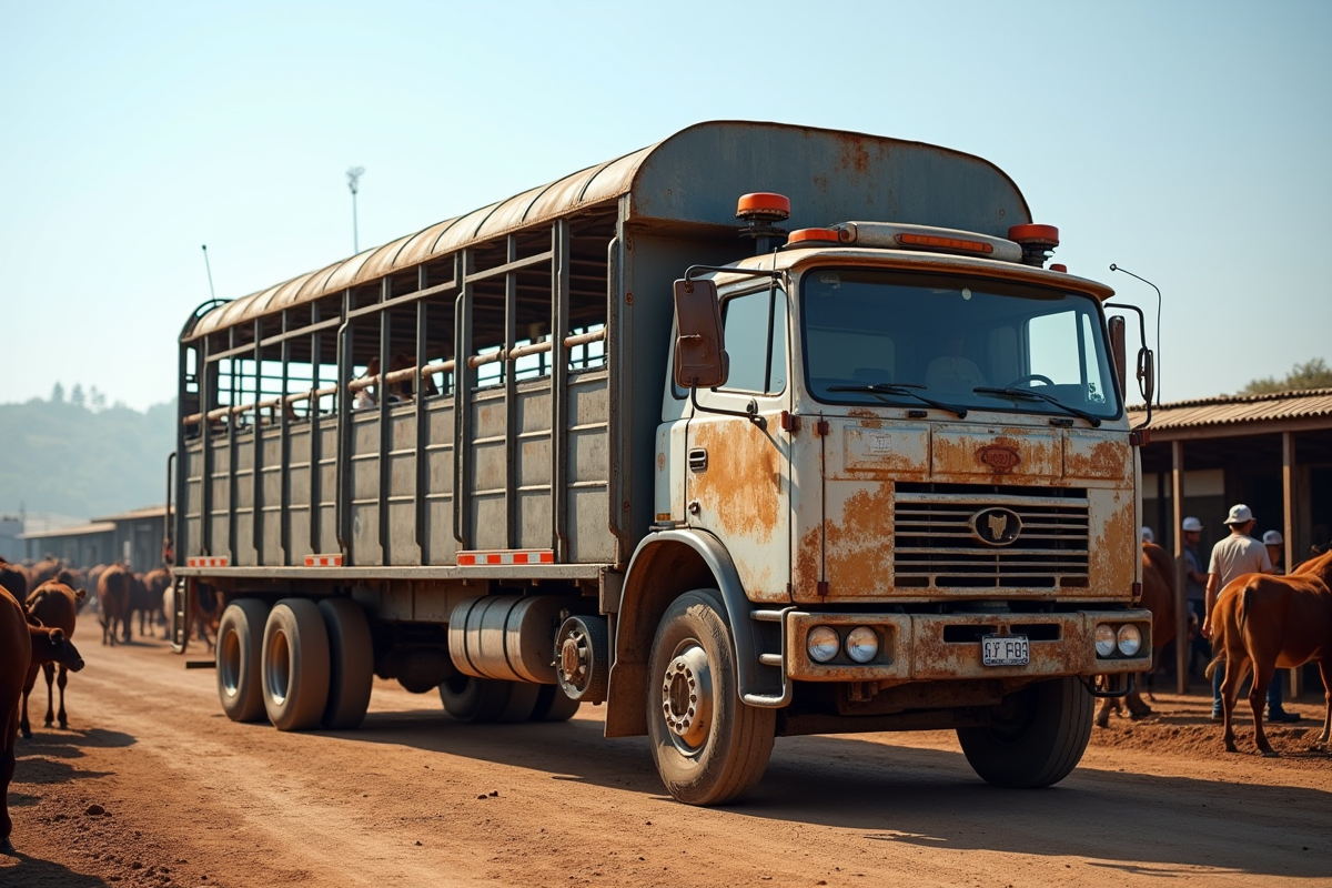 Camion de transport de vaches à l