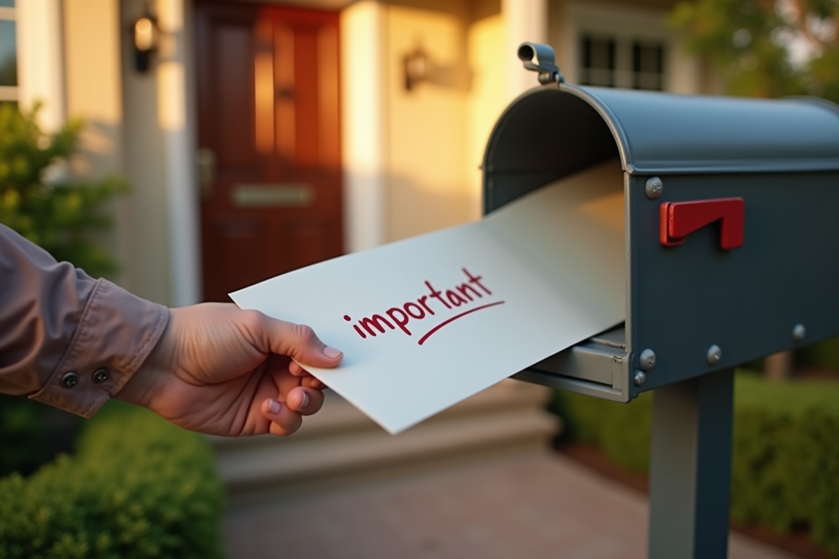 Une enveloppe importante livrée à une boîte aux lettres à la maison