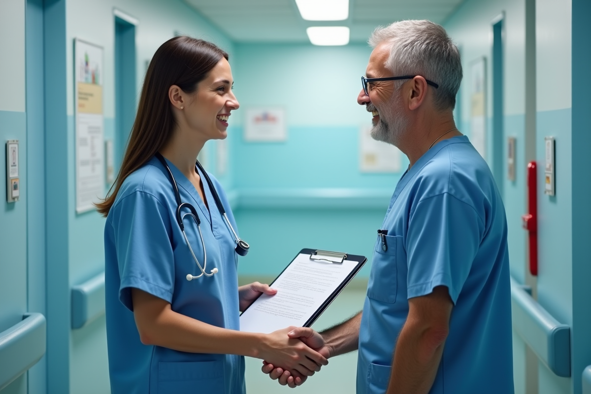 Docteur serrant la main d