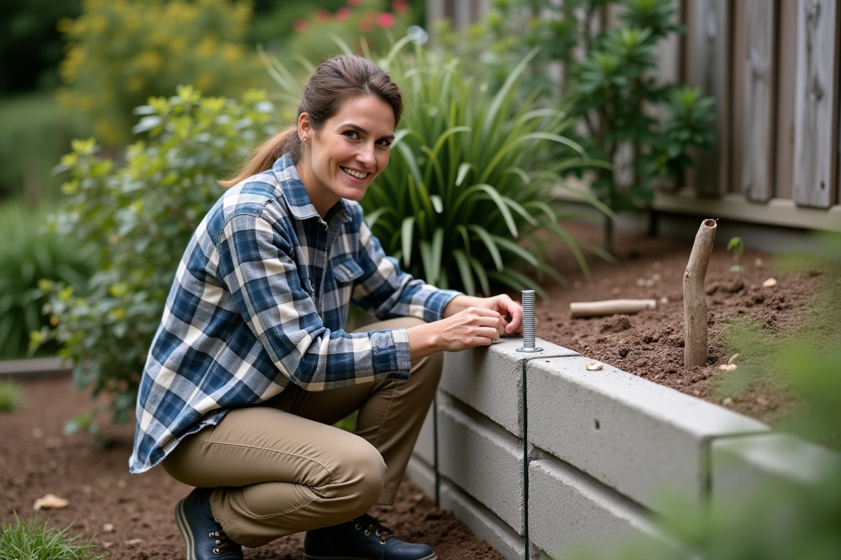 Femme installant des barres d