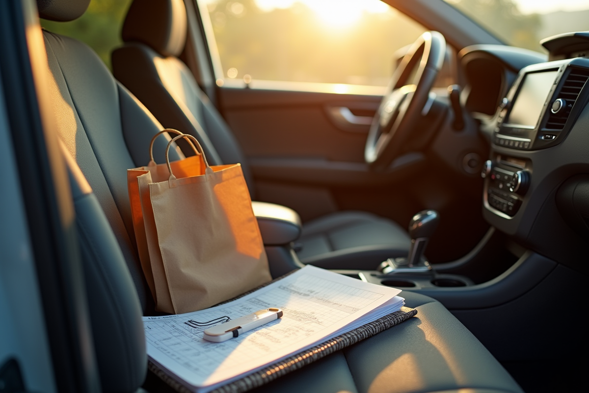 Intérieur de voiture avec accessoires pour économiser du carburant