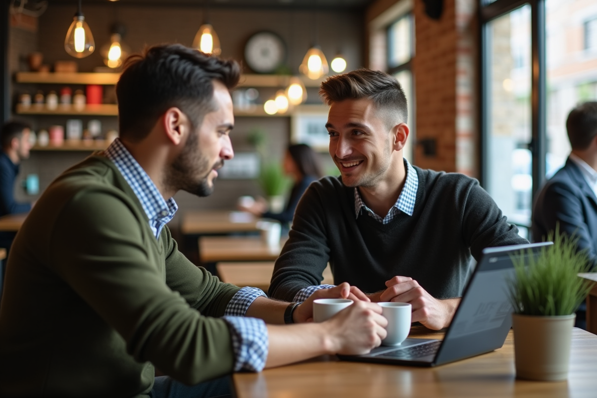 Jeune homme discutant d