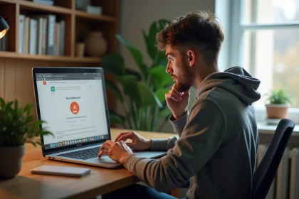 Jeune homme frustré devant son ordinateur à la maison