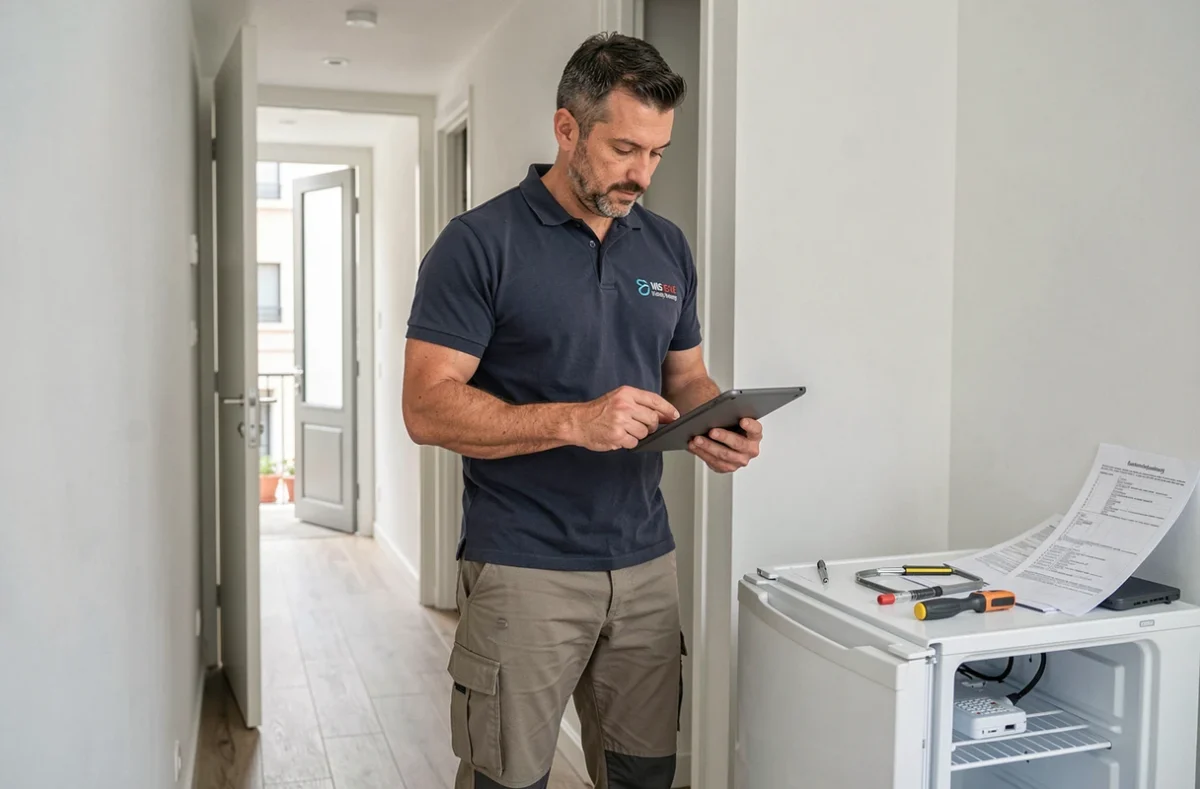 Technicien Languedoc Dépannage Distribution en intervention sur un réfrigérateur dans un appartement de Montpellier