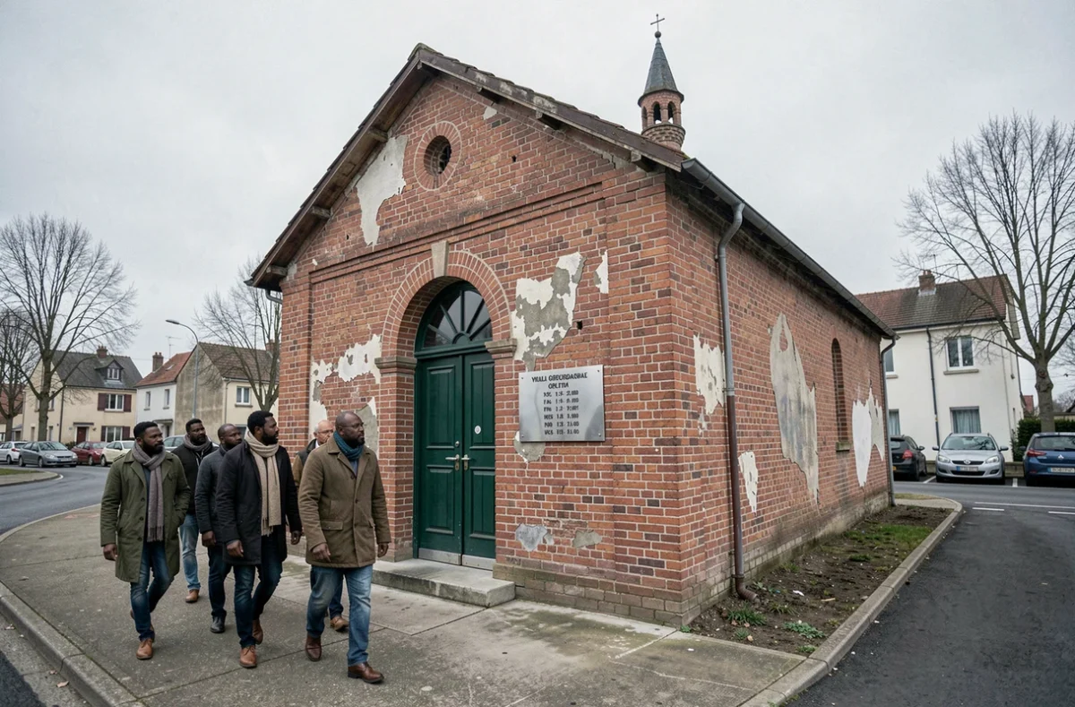 Mosquée de quartier à Bezons avec affichage des horaires de prière 2026 en extérieur