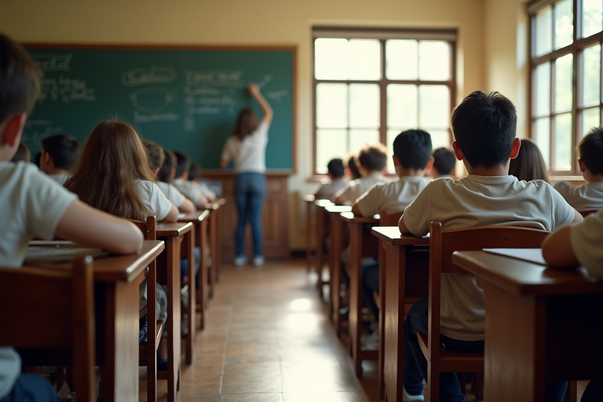 Salle de classe traditionnelle avec des élèves désintéressés