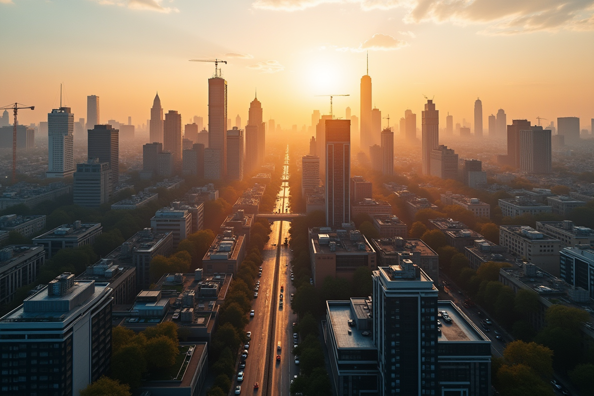 Vue aérienne d une ville en transformation urbaine
